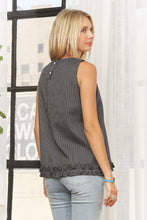 Ruffle Hem Sleeveless Striped Top in Navy (REG)