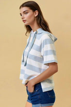 Wide Striped Hoodie Top in Blue (REG)