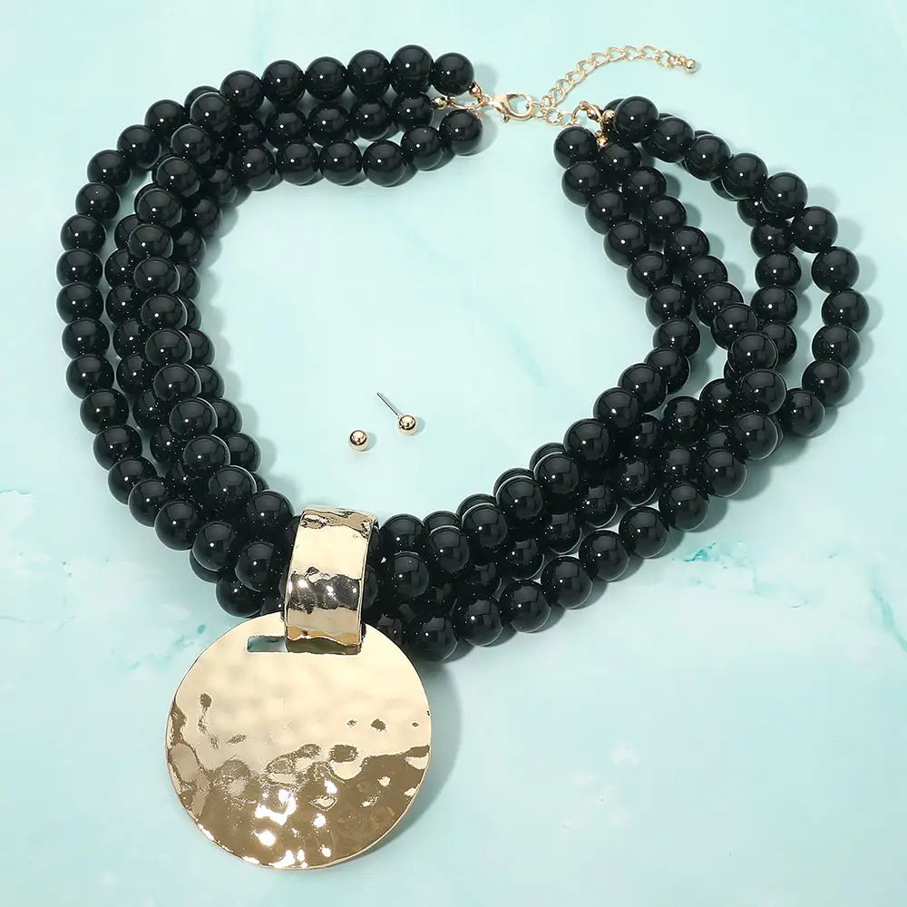Multi Strand Beaded Disc Necklace