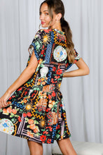 Black Multi Print Mini Dress (REG)