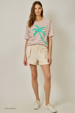 Palm Patch Striped Top in Ivory/Emerald (REG)