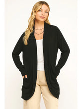 Soft Wrap Open Cardigan in Black (REG)