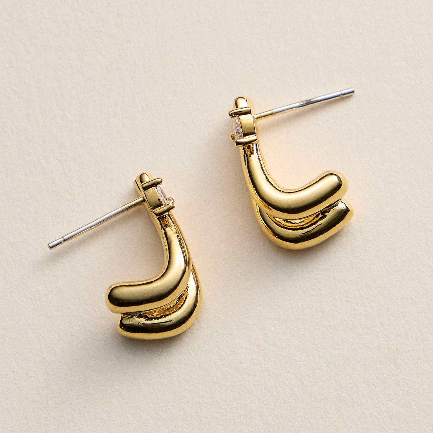 Gold-Dipped Layered CZ Earrings