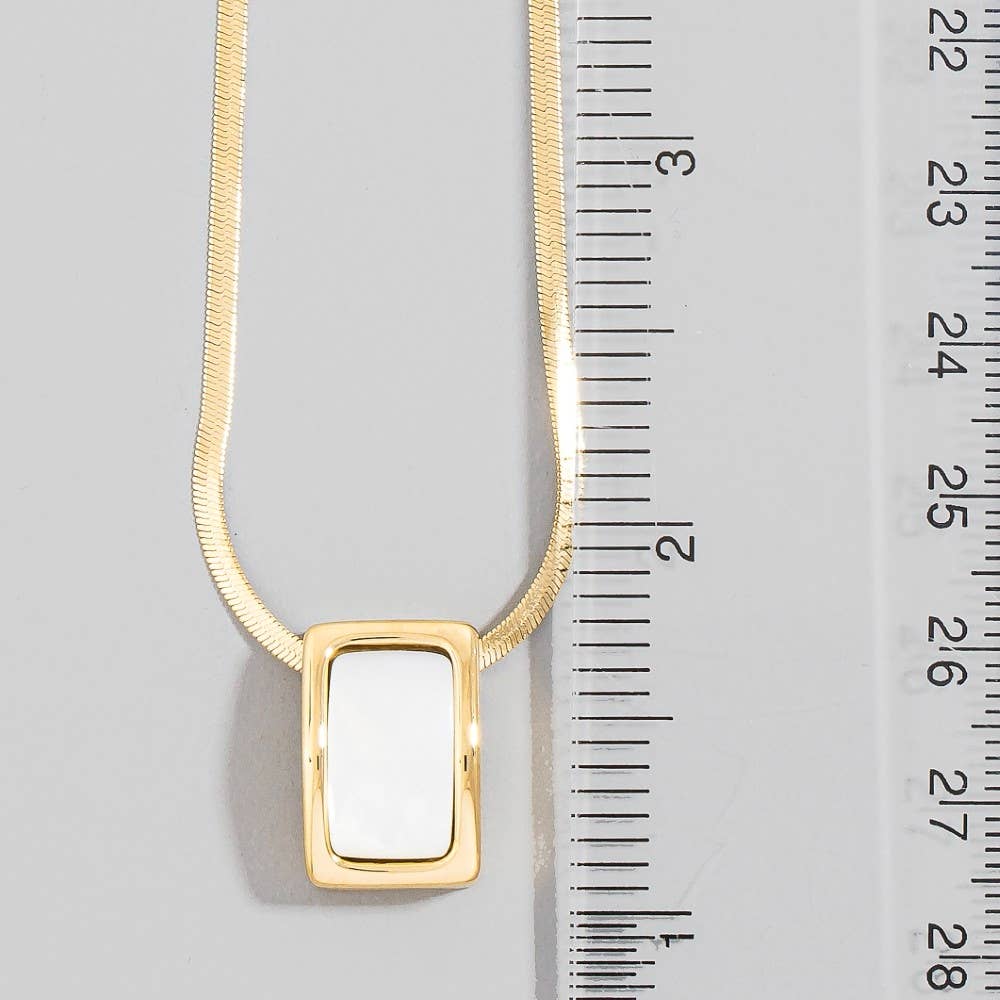 Stainless Steel Rectangle Pearl Necklace