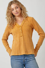 Washed Thermal Hoodie Top in Marigold (REG)