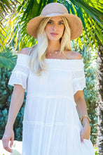 Off Shoulder Tiered Midi Dress in Ivory (REG)