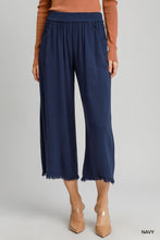 Frayed Wide Leg Pants in Navy (REG)