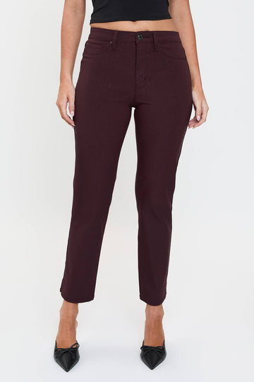 Hyperstretch Cropped Straight Pants in Dark Berry (REG)