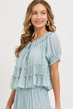 Tiered Ruffle Layer Top in Misty Blue (REG)