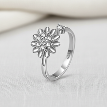 Silver Sunflower Rotating Ring