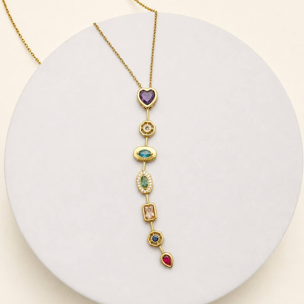 Mixed Shape Jewel Y Necklace