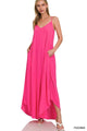 Crinkle Cami Maxi Dress in Fuchsia (REG)