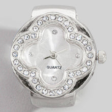 Stainless Steel CZ Clover Ring Watch