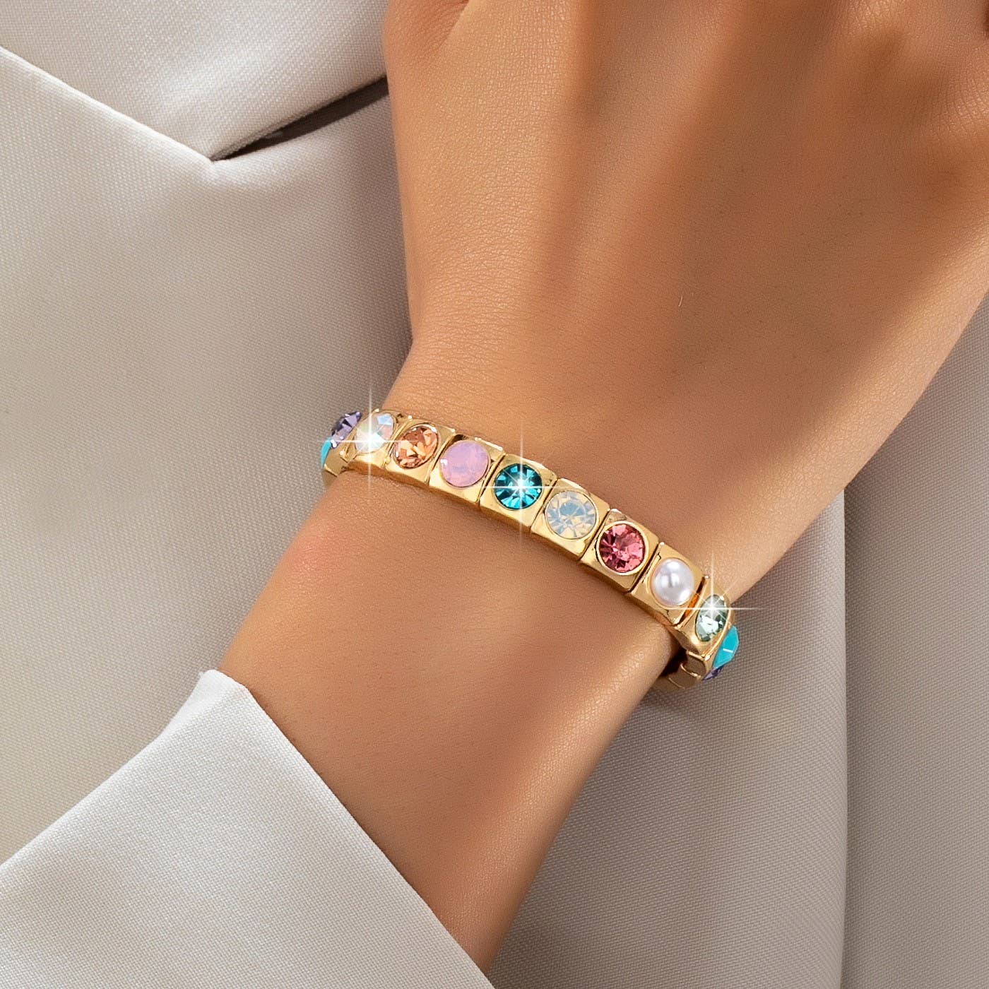 Radiant Multi Stone Stretch Bracelet