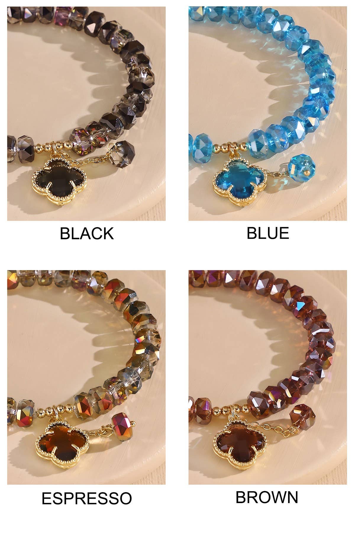 Clover Charm Beaded Bracelet