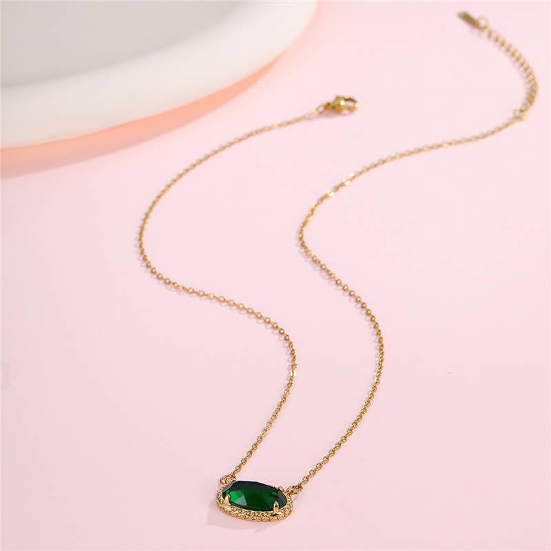 Oval Gemstone Necklace