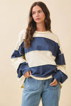 Contrast Panel Slouchy Top in Navy (REG)