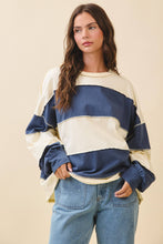 Contrast Panel Slouchy Top in Navy (REG)