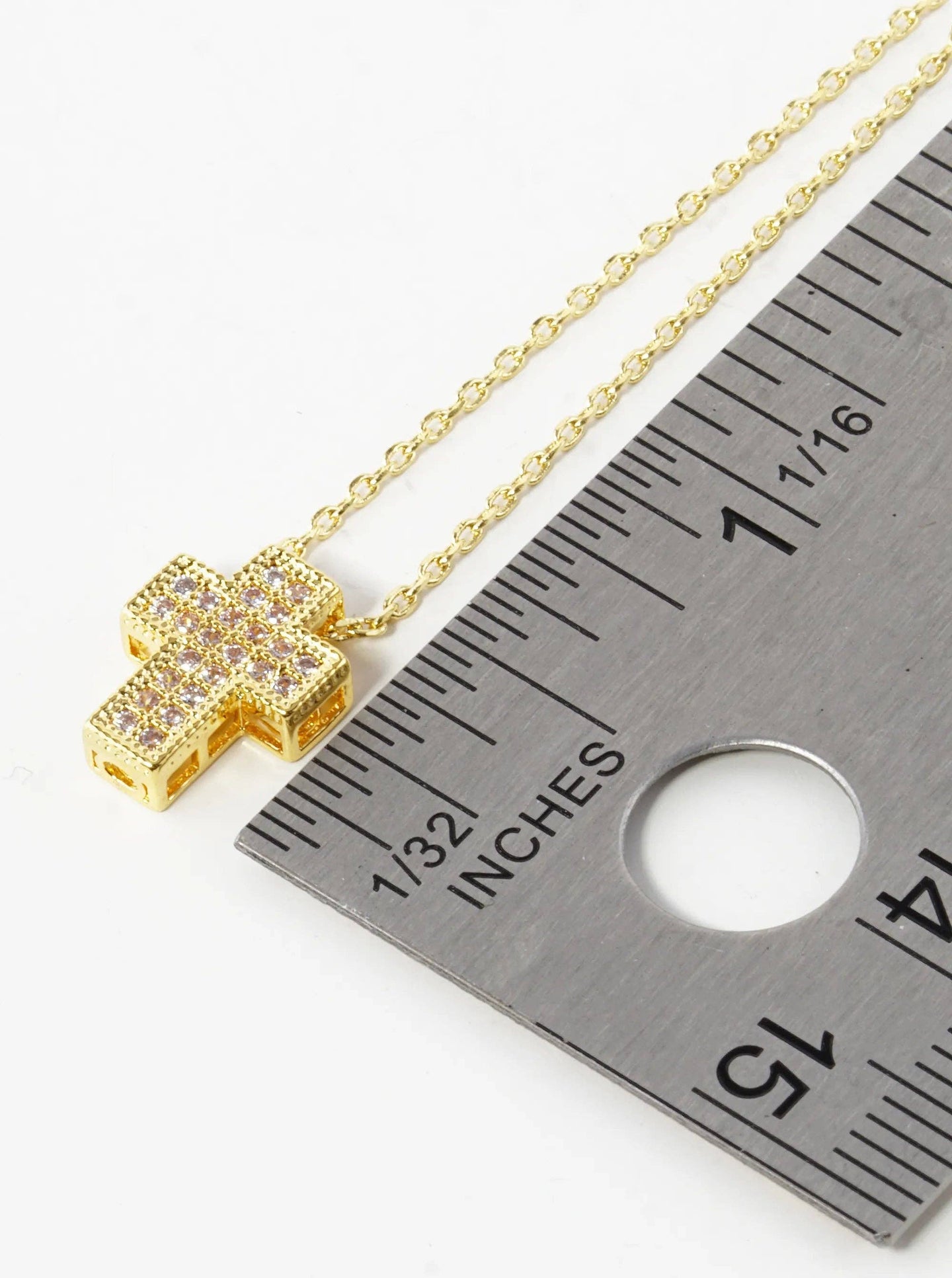 18K Pave Cz Cross Necklace