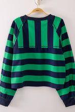Casual V Stitch Striped Top in Green (REG)