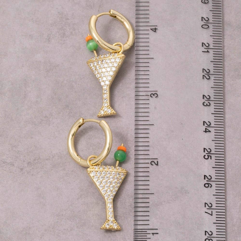 Pave Martini Hoop Earrings