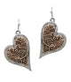 Stamped Mix Metal Heart Earrings