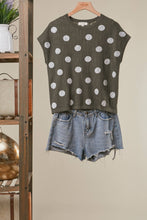 Textured Polka Dot Top in Olive (REG)