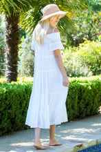 Off Shoulder Tiered Midi Dress in Ivory (REG)