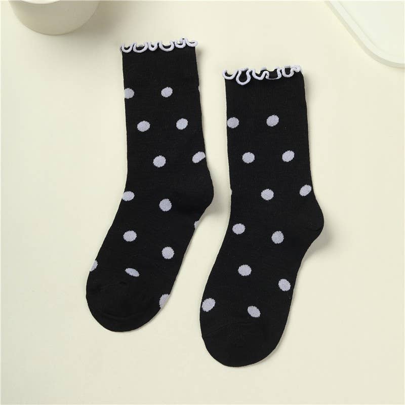 Ruffled Polka Dot Crew Socks