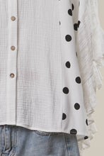 Polka Dot Lace Button Down Top (REG)