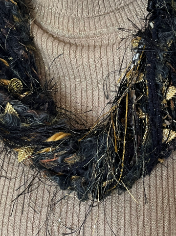 Handmade Black and Gold Scarf