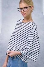 Striped Semi Crop Top in White/Navy (REG)