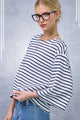 Striped Semi Crop Top in White/Navy (REG)