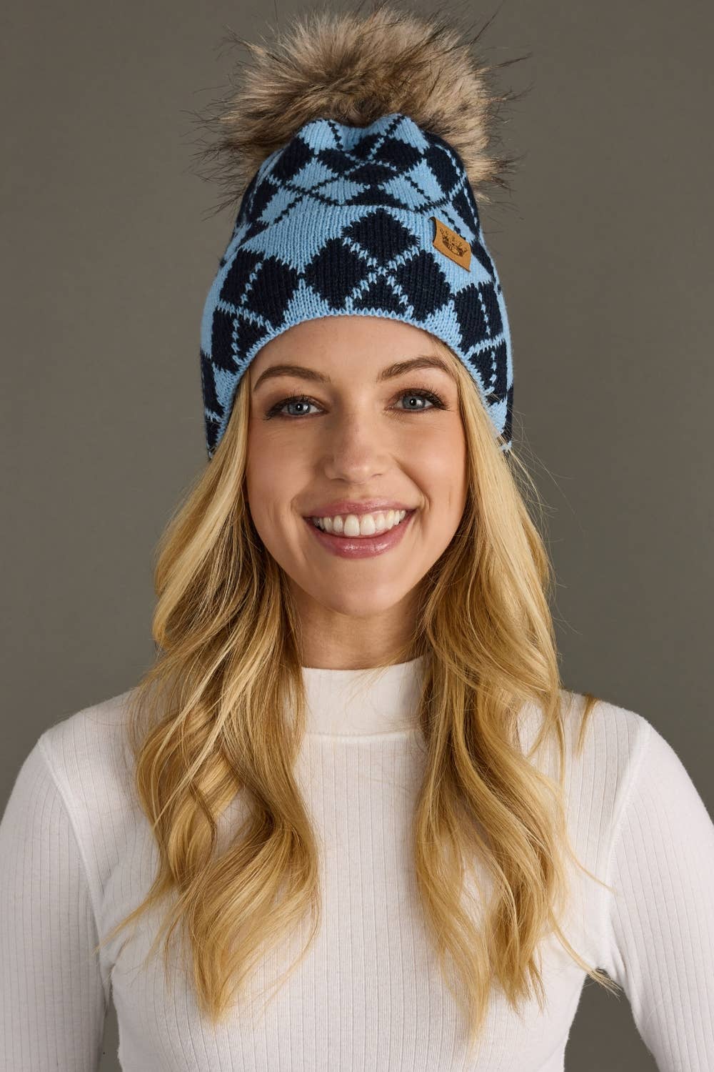 Blue Argyle Pom Hat