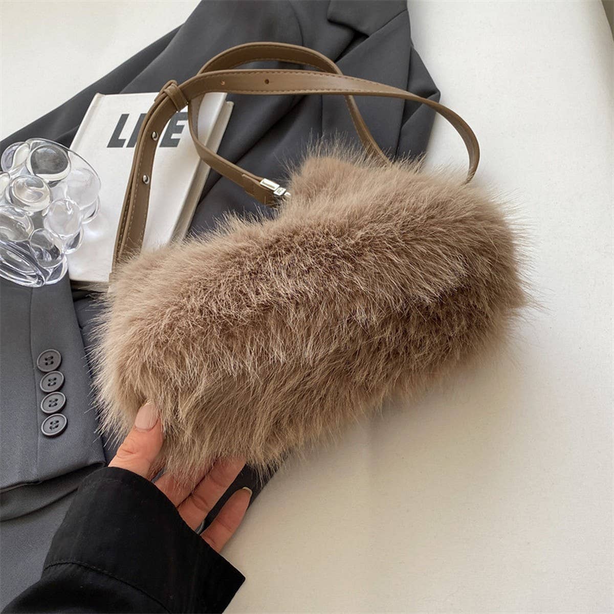 Single Strap Faux Fur Mini Purse