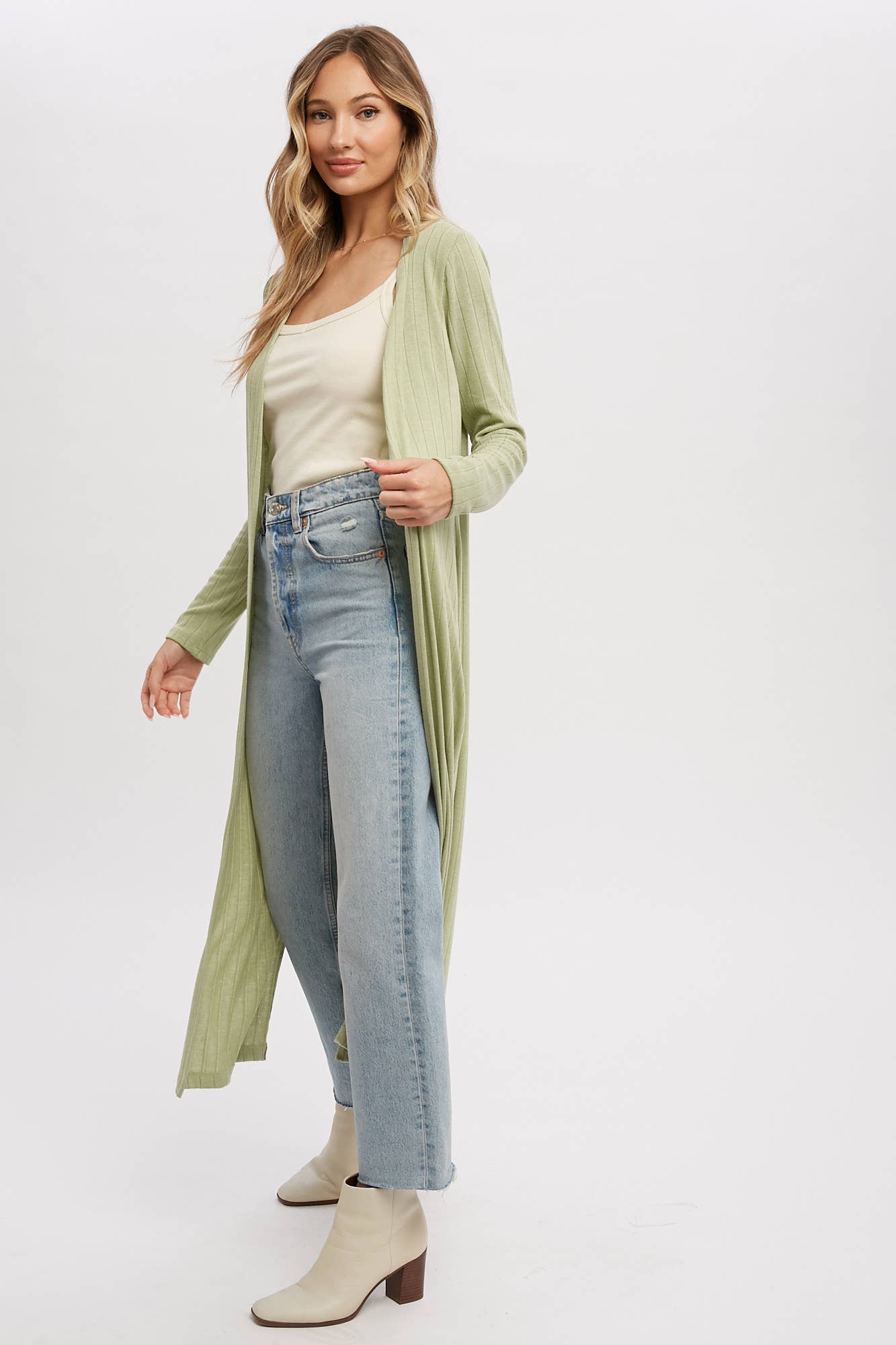 Ribbed Maxi Cardigan in Sage (REG)