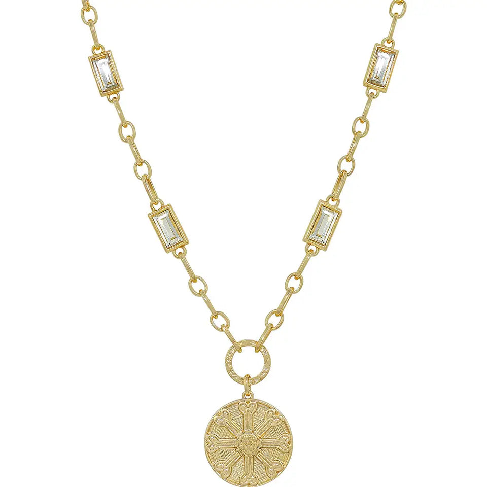 Crystal Chain Coin Necklace