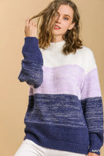 Color Block Mock Sweater in Navy (REG)