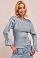 A Little Flare Striped Top in Denim (REG)