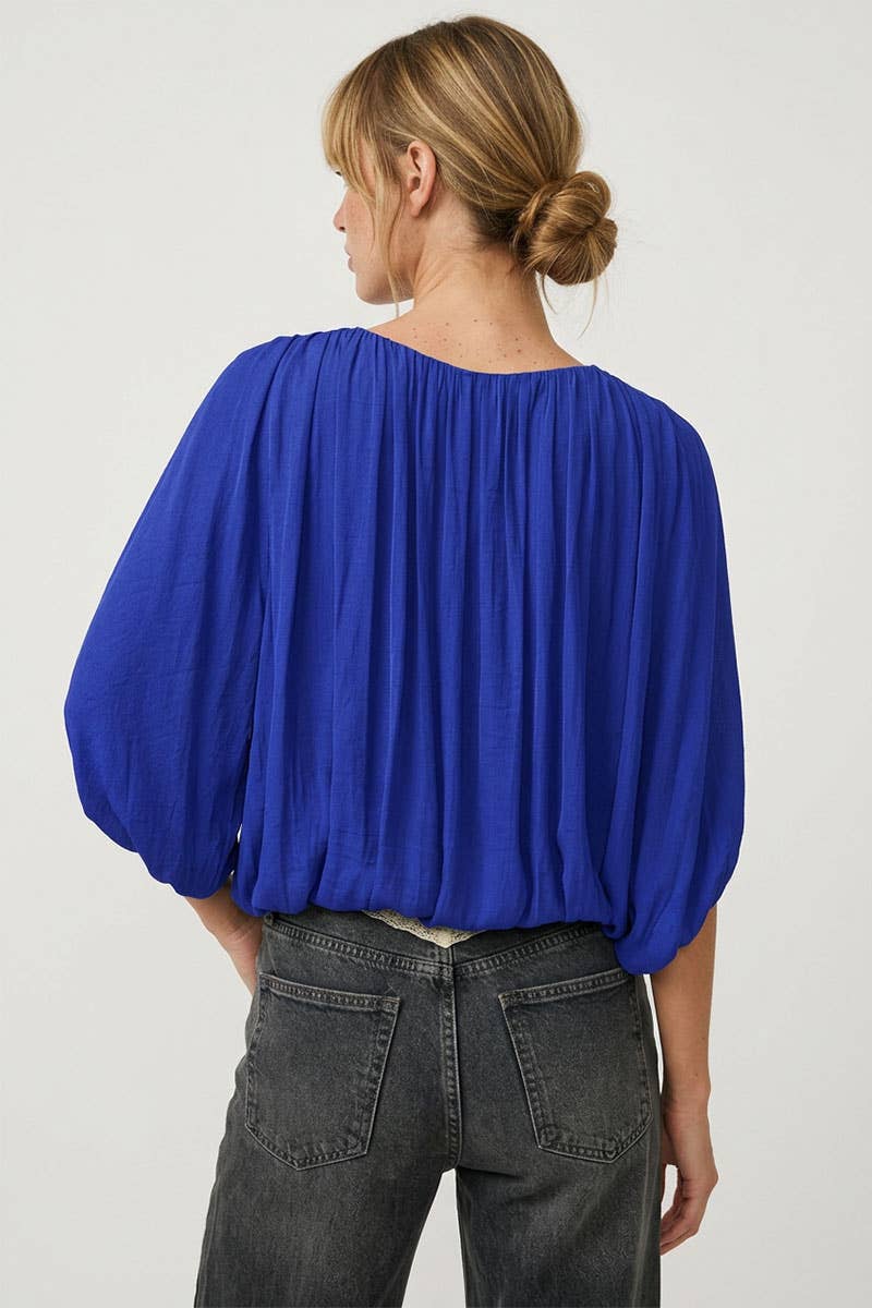 Grecian Drape Bubble Top in Blue (REG)