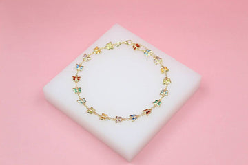 18K Filled Rainbow Butterfly Anklet