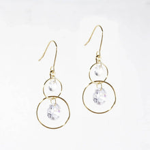 2 Tier Gold Dipped CZ Ring Earrings