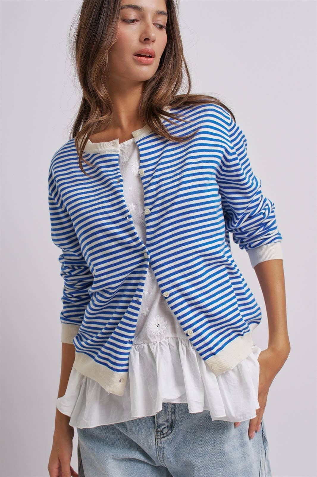 Blue Breton Striped Cardigan (REG)