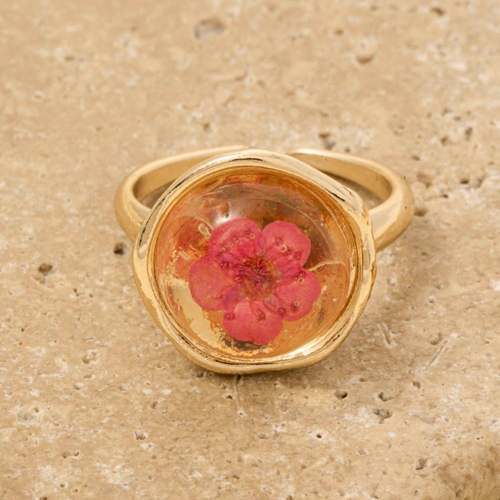 Pressed Flower Open Ring