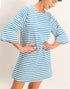Striped Half-Sleeve Mini Dress in Blue (REG)