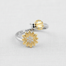 CZ Engraved Ladybug Spinner Ring
