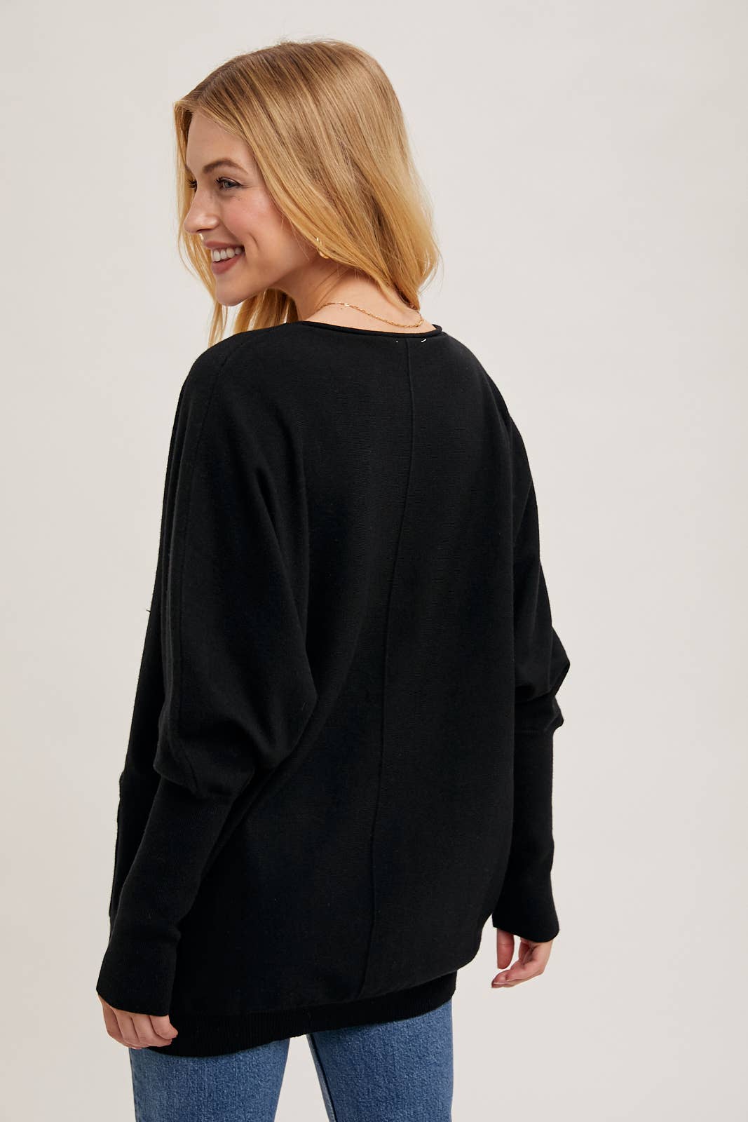 Dolman Tunic Sweater in Black (REG)