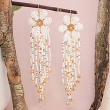 Beaded Flower Fringe Earrings