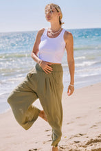 Smocked Cotton Gauze Pants in Olive (REG)