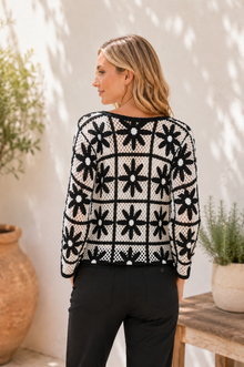 Black Floral Crochet Sweater (PLUS)